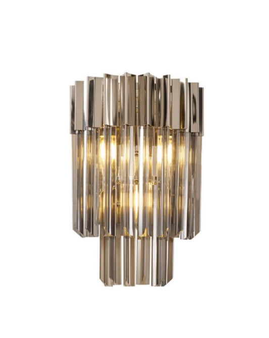 Chelsea Sculpted Glass Nickel Smoke Wall Light