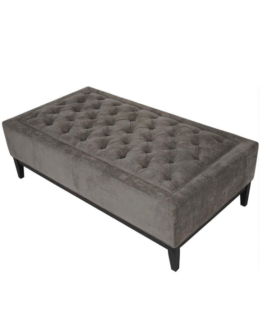 Luxe Warm Grey Fabric Ottoman