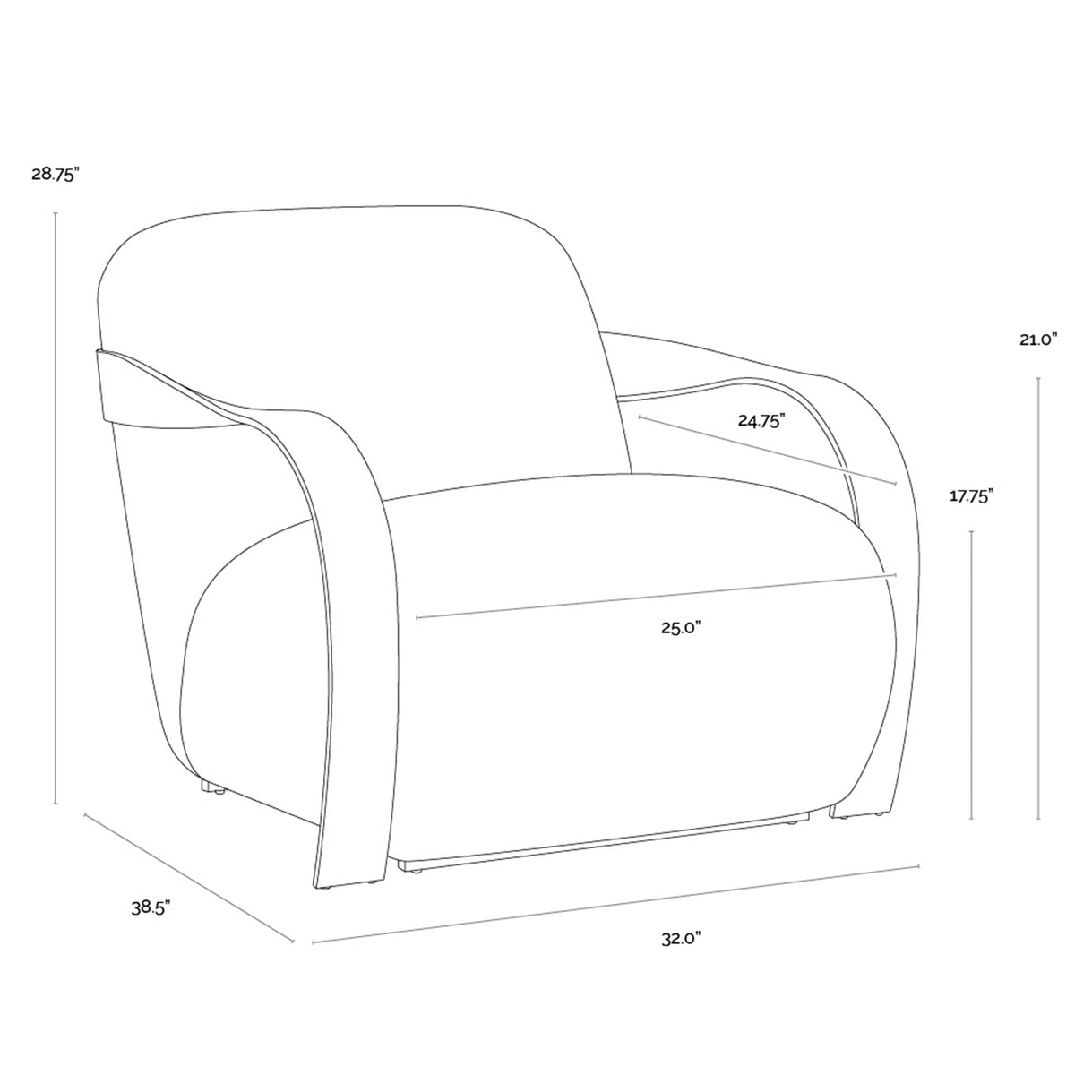 Halden Lounge Chair Antique Brass and Cobblestone