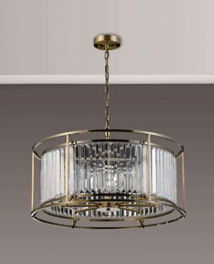 Pentagon Antique Brass 65cm Chandelier