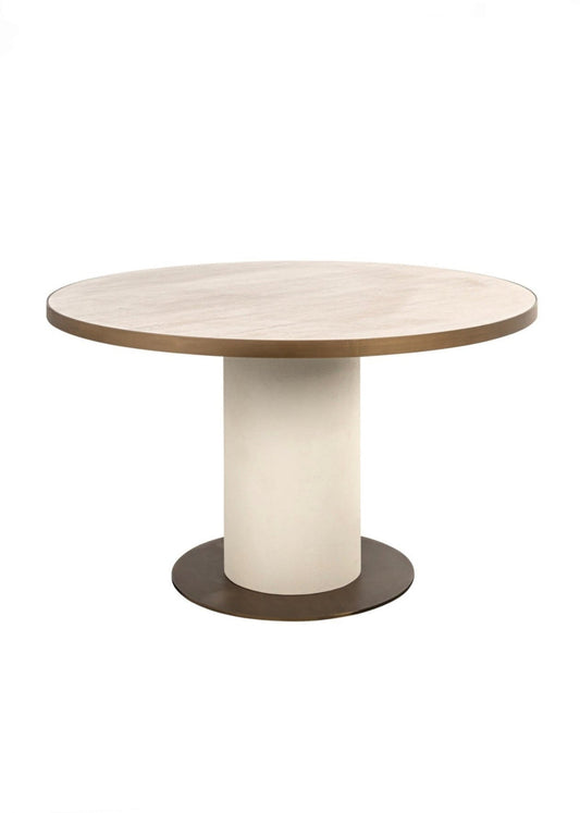 Round Ceramic Brass Detailed Dining Table