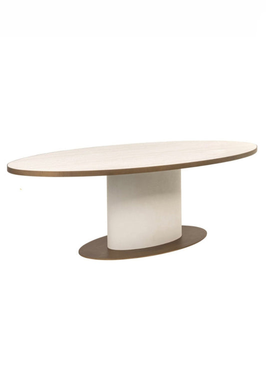 Oval Ceramic Brass Detailed Dining Table