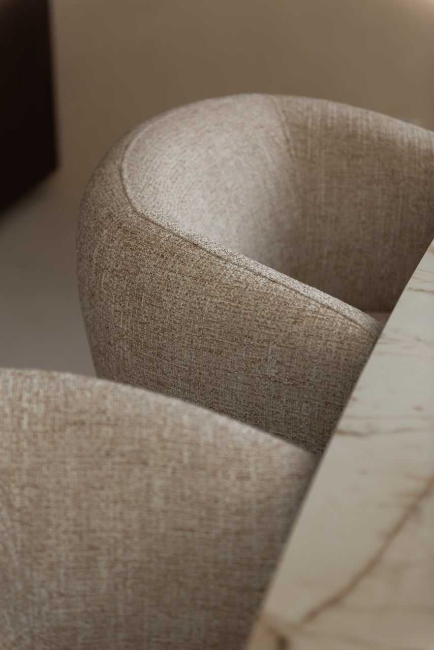 Dinard Cream Tweed Swivel Dining Chair