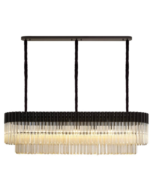 Chelsea Sculpted Glass Black Long Chandelier