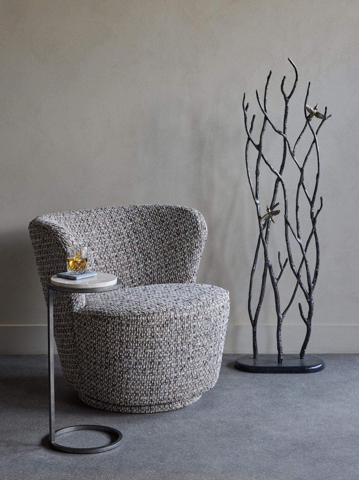 Tamsin Textured Slub Swivel Chair Mocha