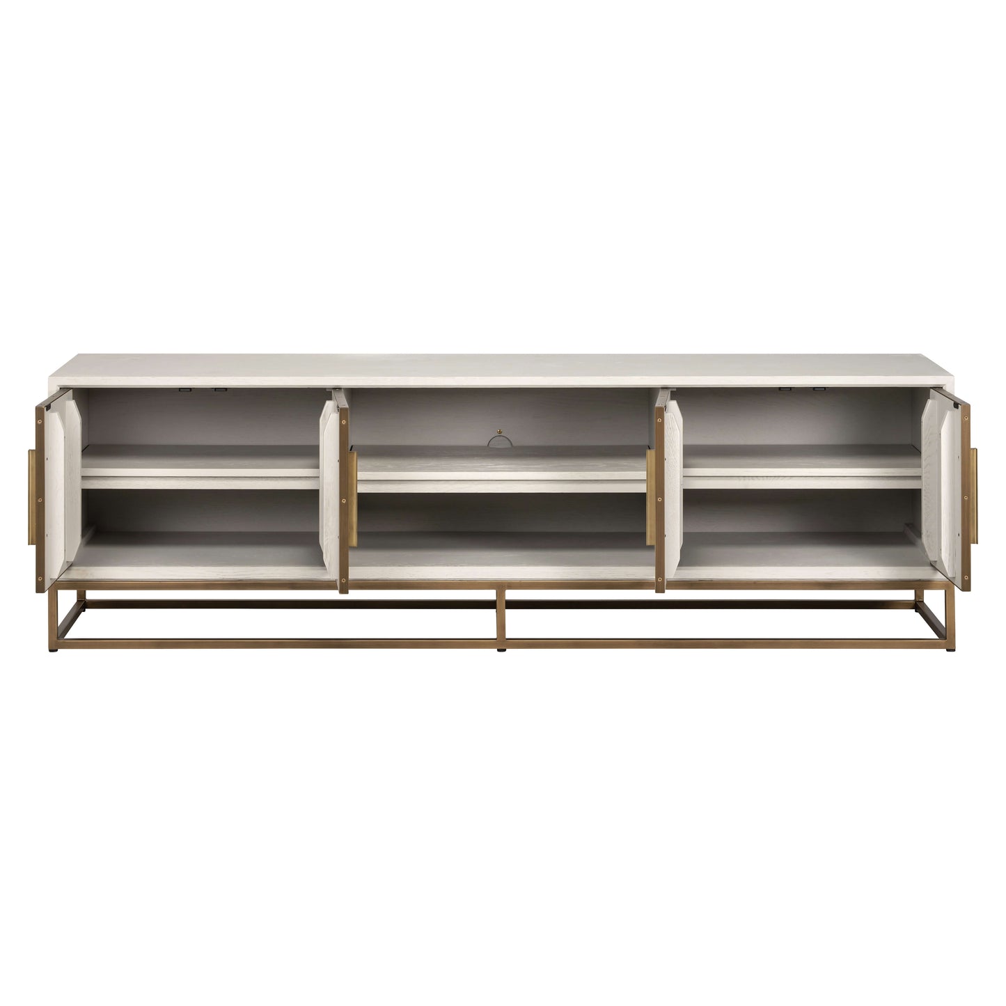 Herringbone Ash Grey Brass Media Unit