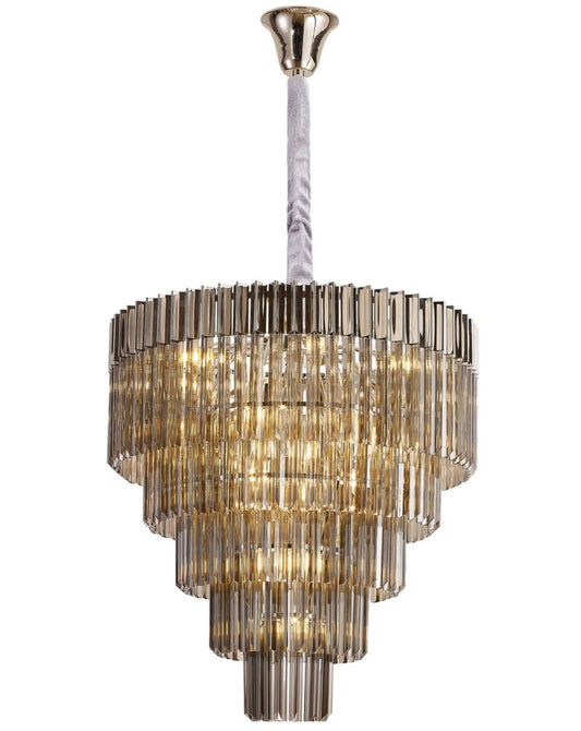 Chelsea Sculpted Glass Nickel Smoke Drop Chandelier
