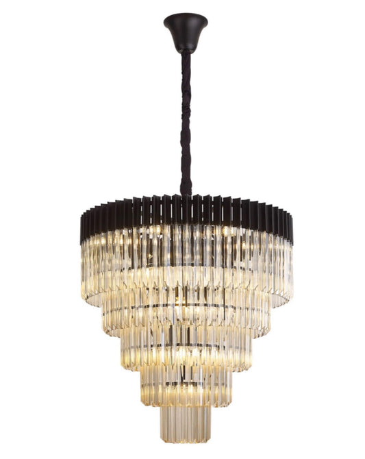 Chelsea Sculpted Glass Nickel Drop Chandelier
