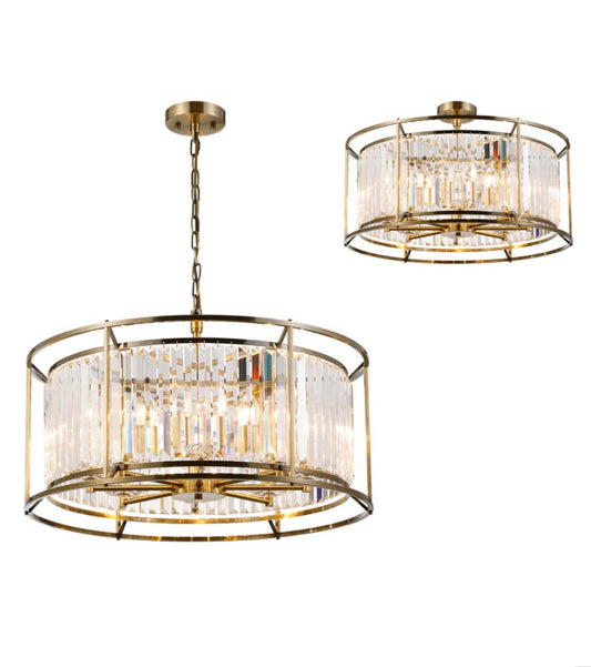 Pentagon Antique Brass 65cm Chandelier