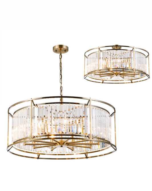 Pentagon Antique Brass Chandelier