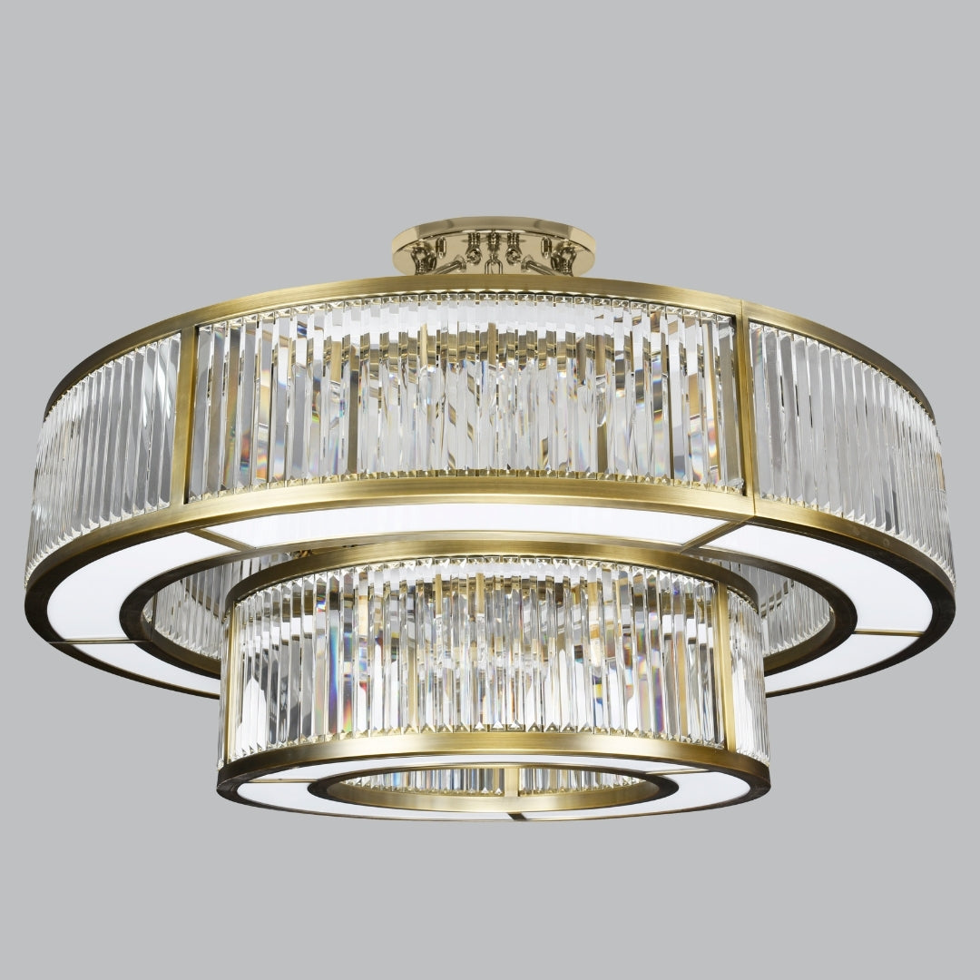 Premium Antique Brass Finish Crystal Chandelier