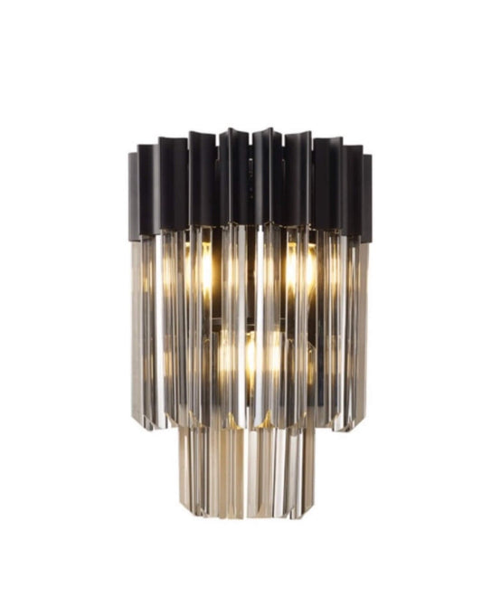 Chelsea Sculpted Glass Black Smoke Wall Light