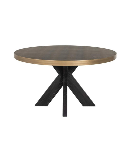 Textured Brass Trim Round Dining Table