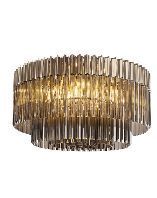 Chelsea Sculpted Glass Nickel Smoke Chandelier