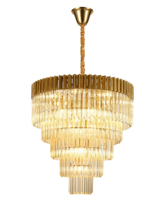 Chelsea Sculpted Glass Brass Drop Chandelier