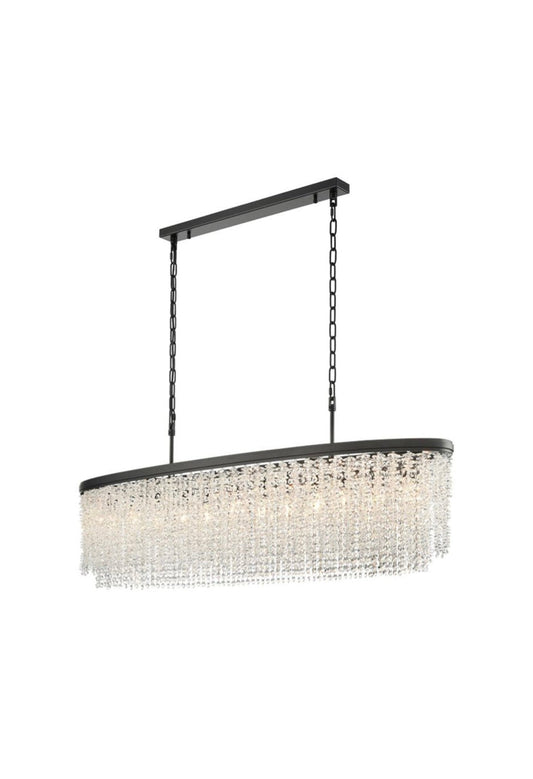Matt Black Long Chandelier