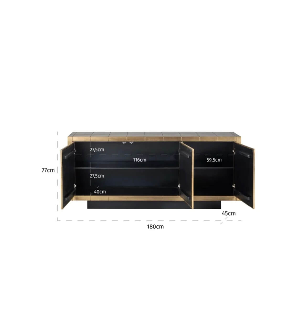 Brushed Gold Finish Sideboard
