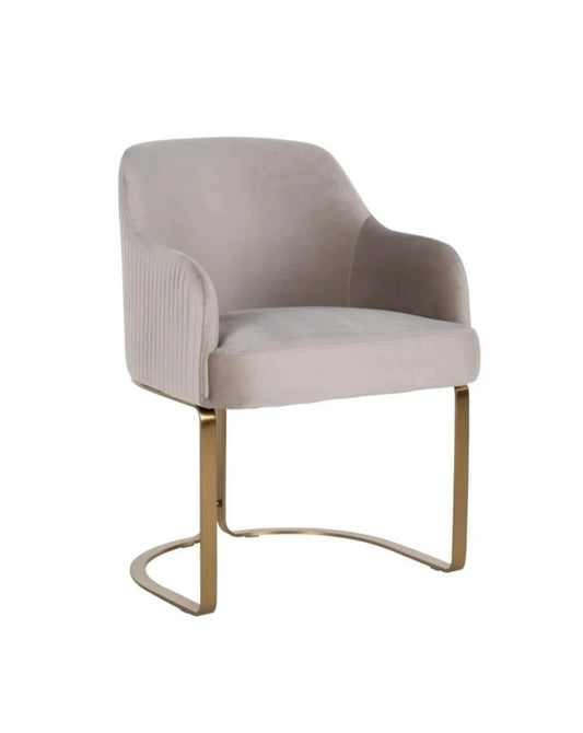 Brass & Mink Velvet Chair