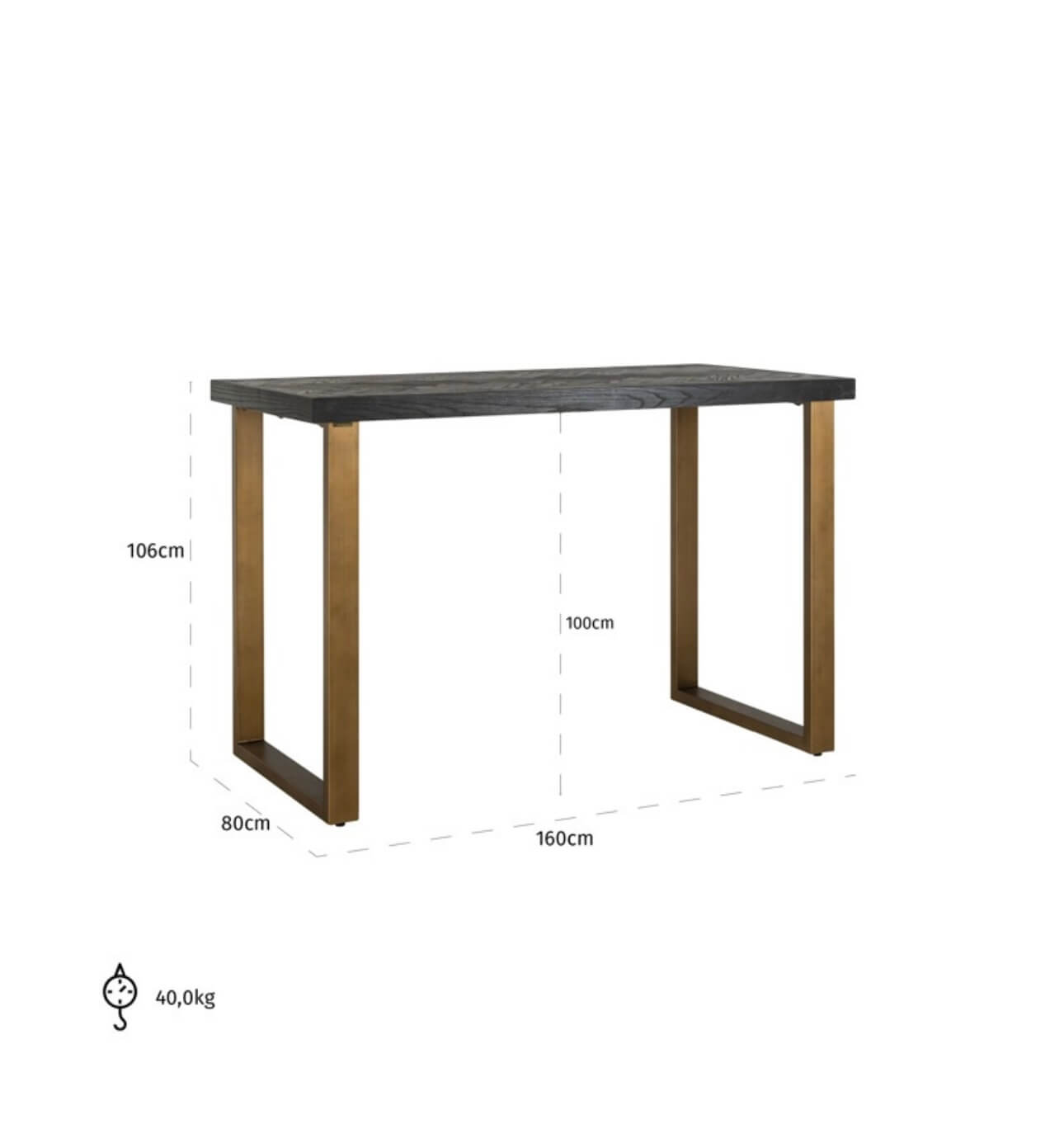 Black Herringbone Brass Bar Table