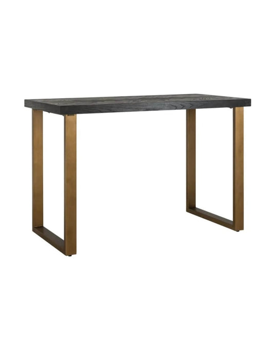 Black Herringbone Brass Bar Table