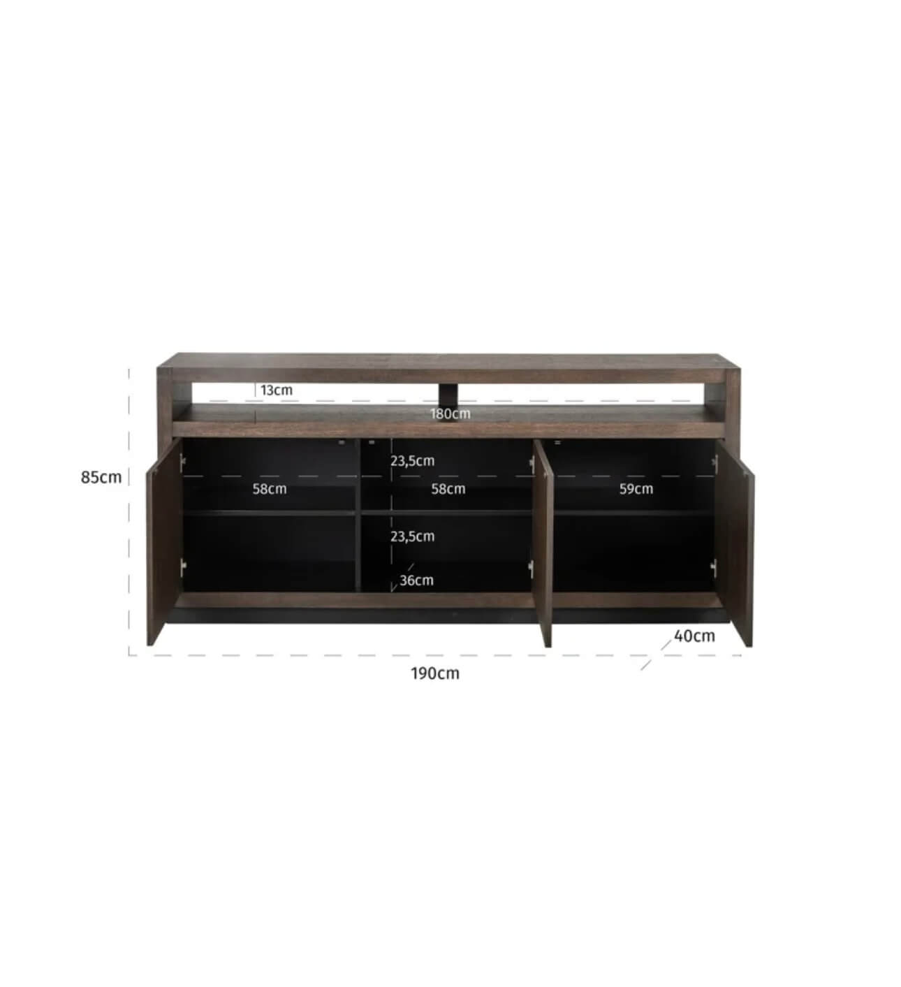 Brown Oak Veneer Sideboard