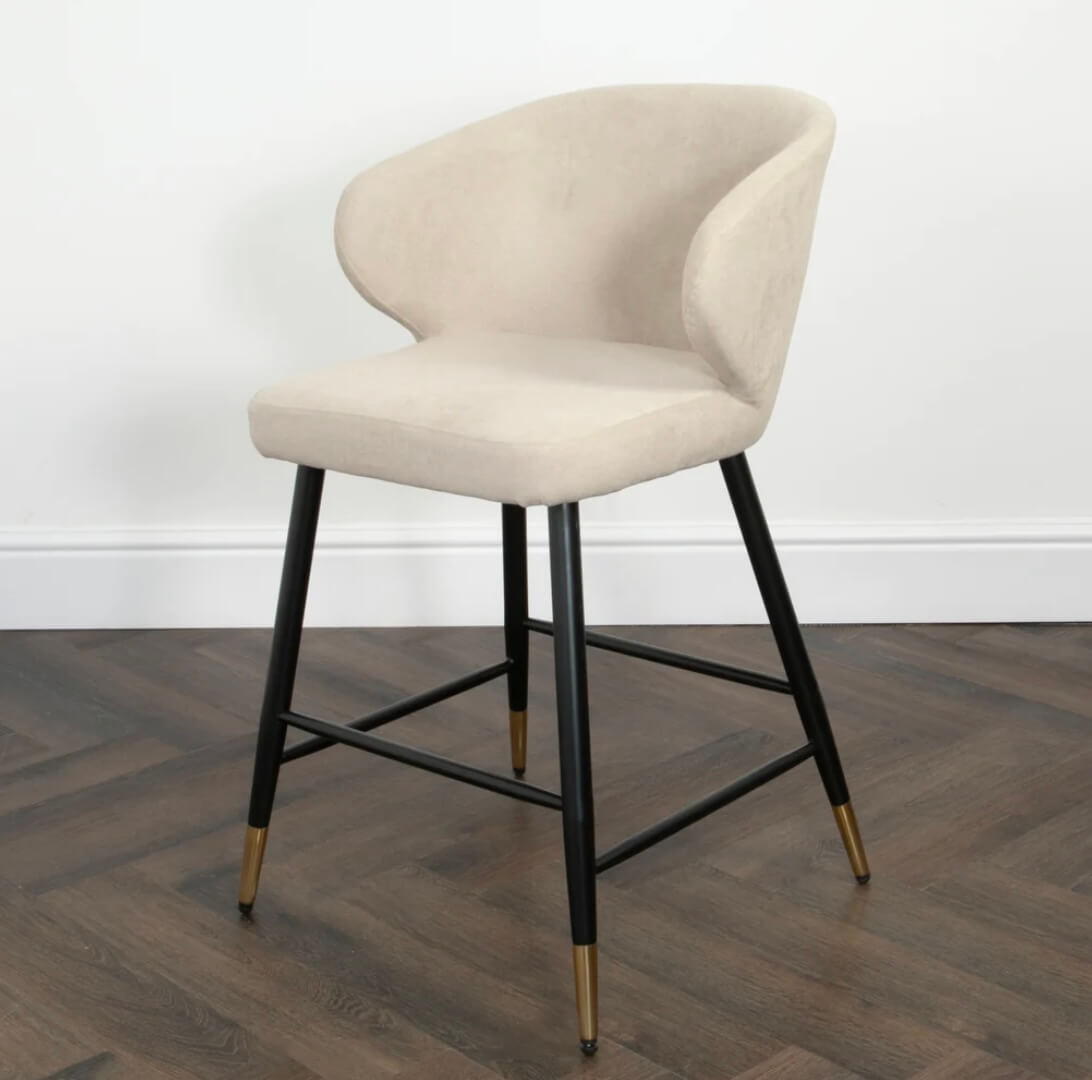 Linen Look Beige Barstools Set Of 2