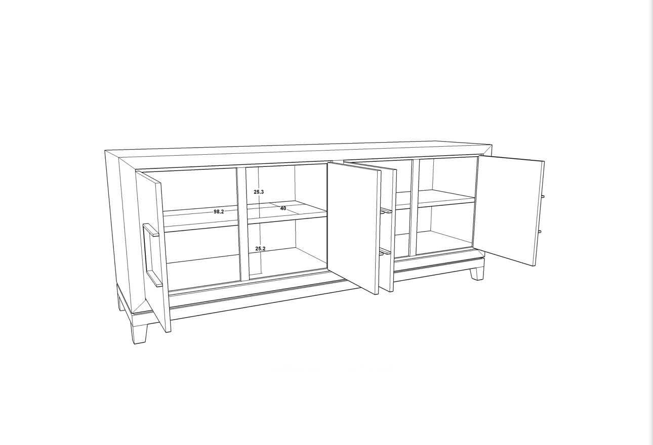 Textured Taupe Oak Veneered Sideboard