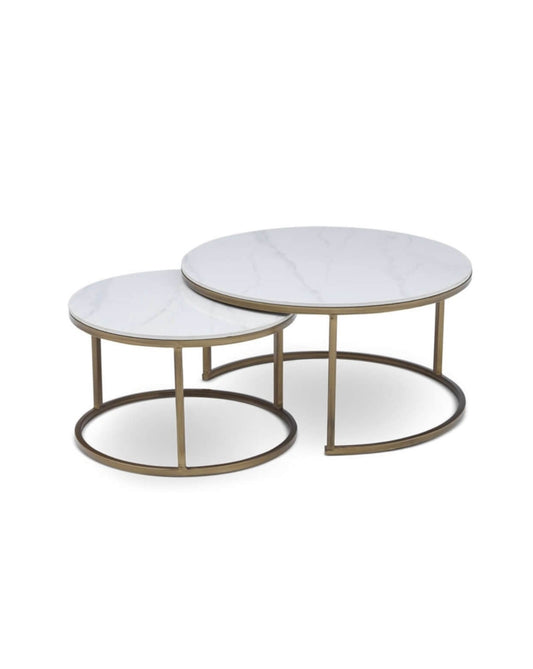 Calacatta Style Brass Based Coffee Table