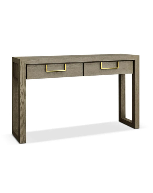 Textured Taupe Oak Veneered Console Table