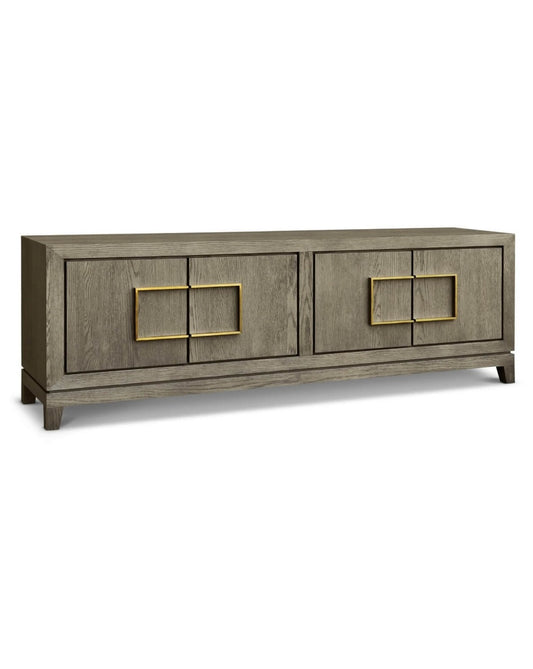 Textured Taupe Oak Veneered Media Unit