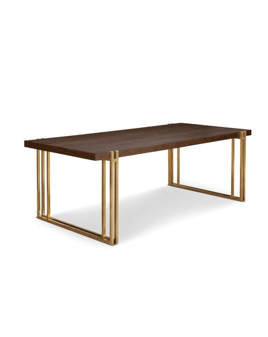 Walnut finished Brass Based Dining Table