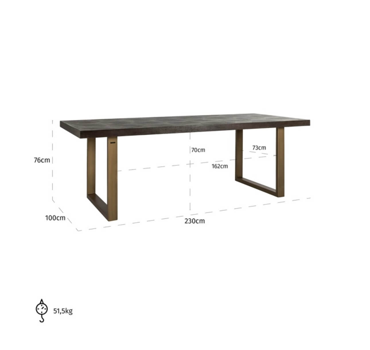 Dark Brown Diamond Top Dining Table