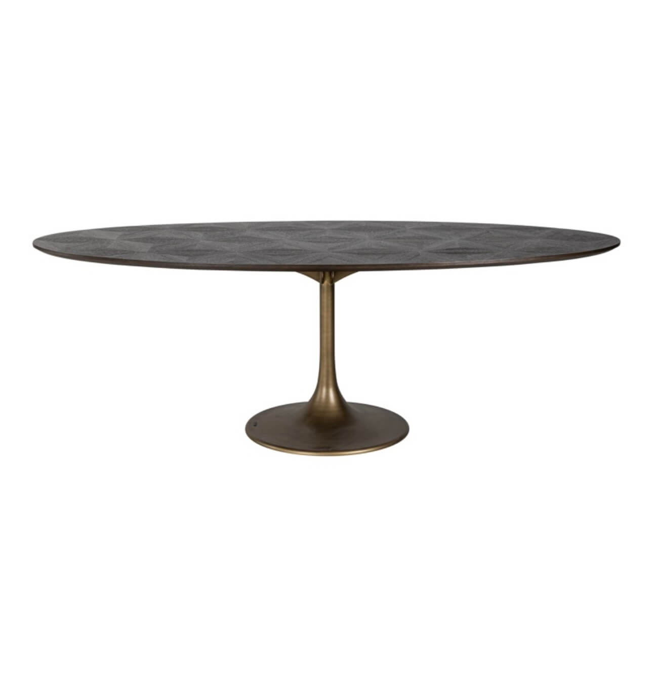 Oval Dark Brown Diamond Top Dining Table
