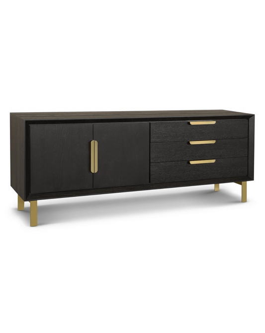 Textured Coffee Oak Veneered Sideboard