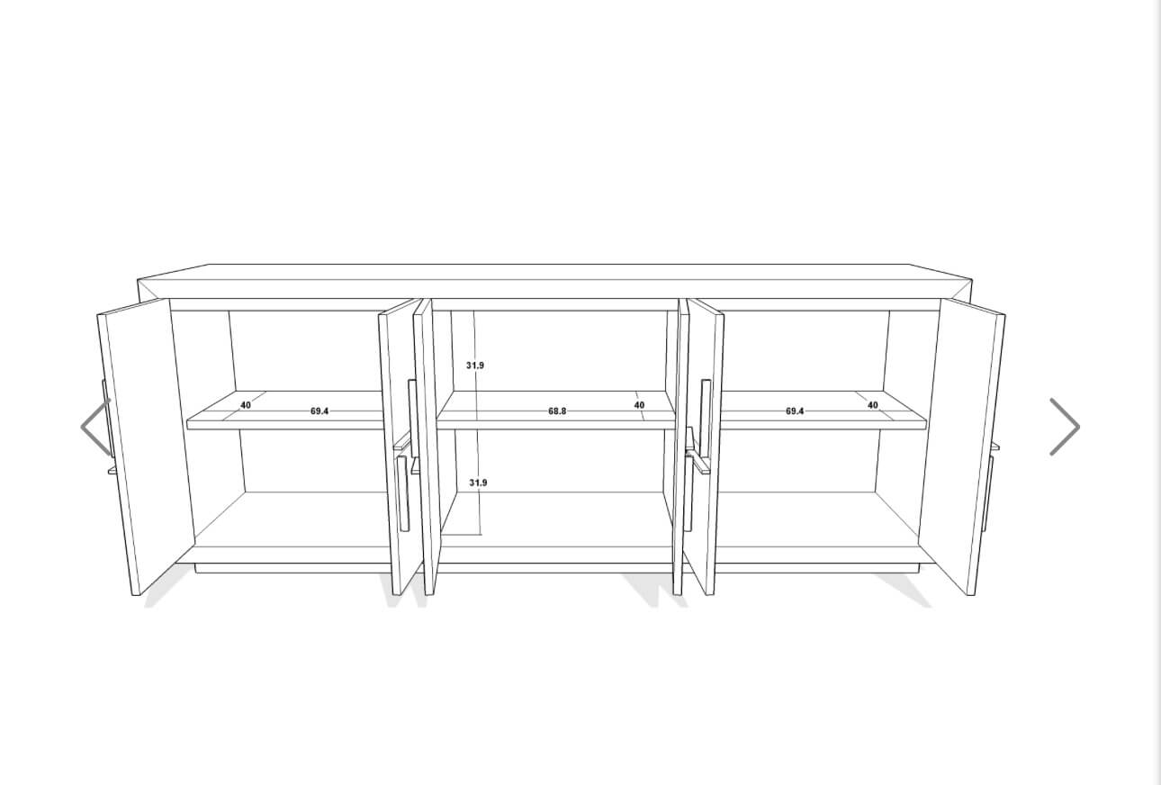 Textured Dark Brown Oak Veneered Sideboard