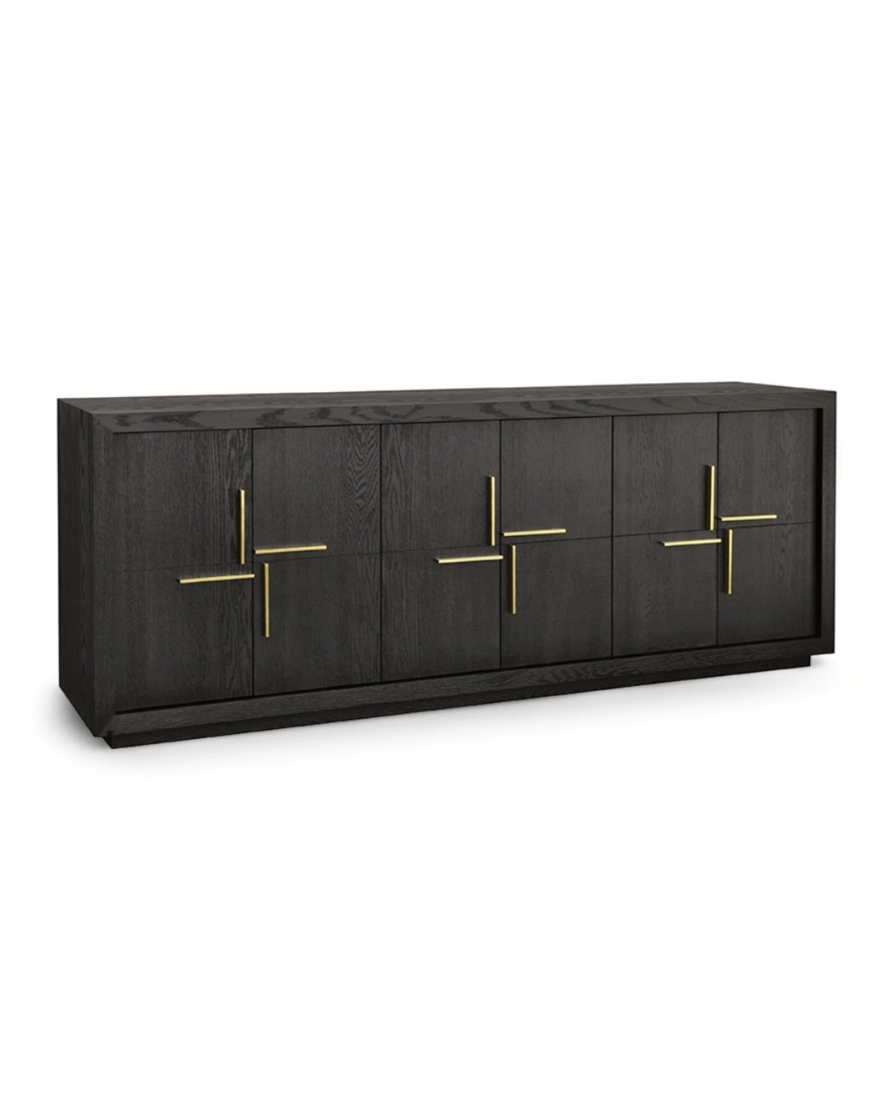 Textured Dark Brown Oak Veneered Sideboard