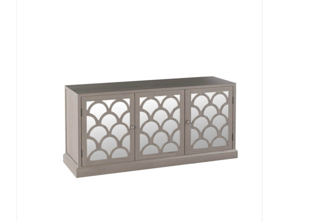 Grey Aged Oak Mirrored Sideboard