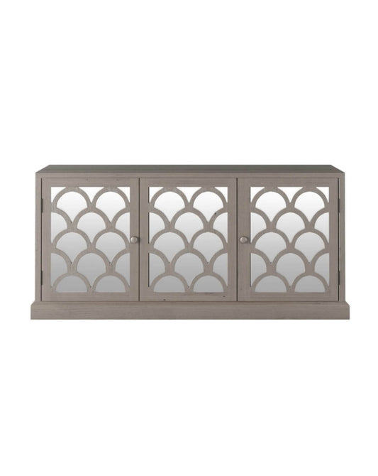 Grey Aged Oak Mirrored Sideboard
