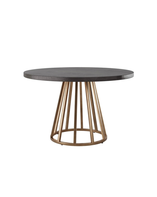 Dark Grey Concrete Top Round Dining Table