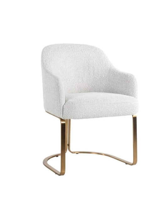 White Boucle Dining Chair