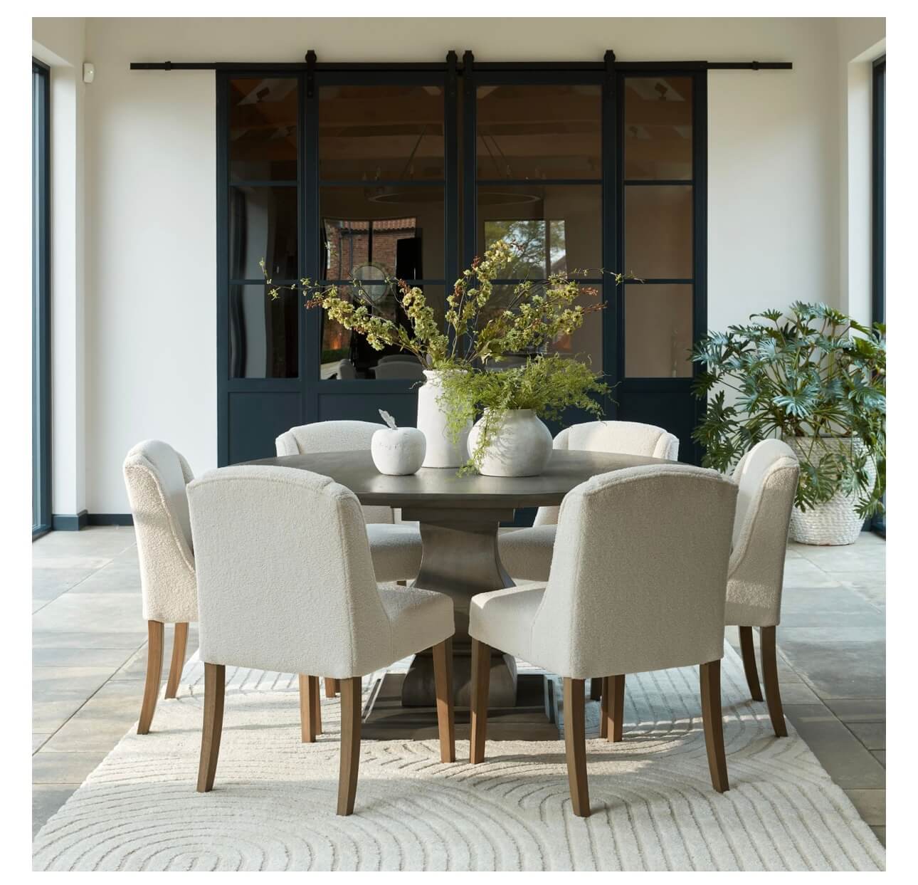 Cream Bouclé Dining Chair