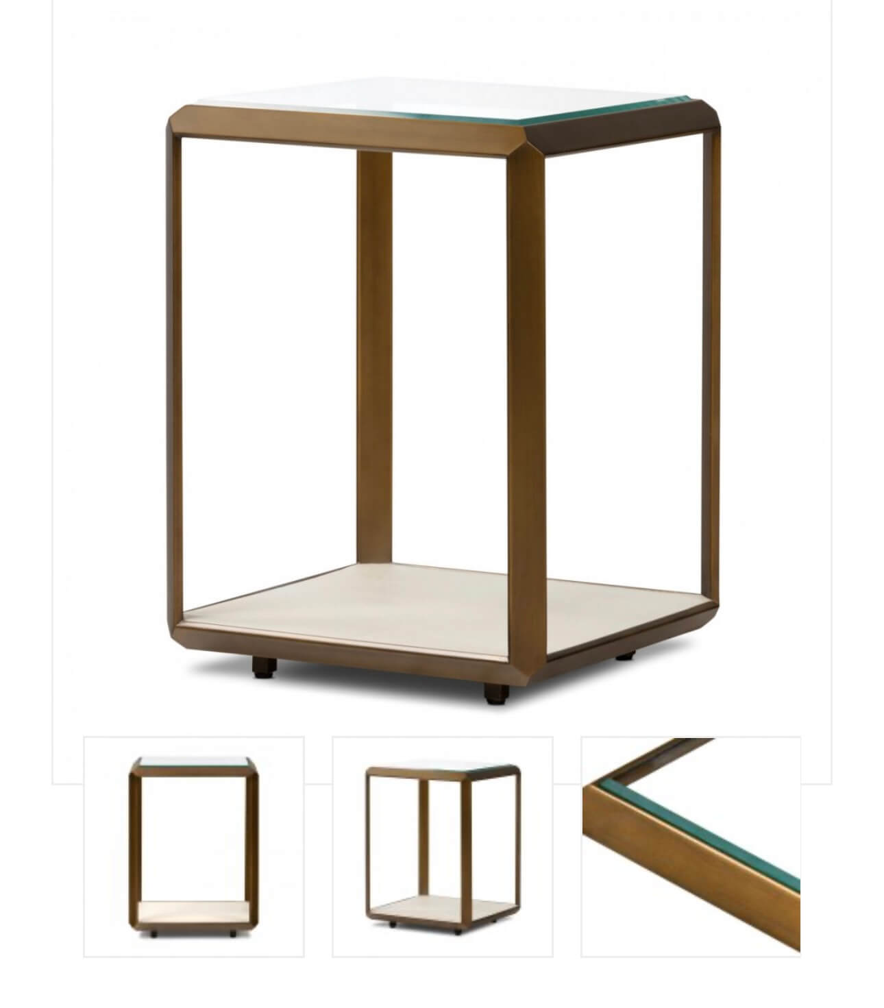 Ivory Brass Shagreen Side Table