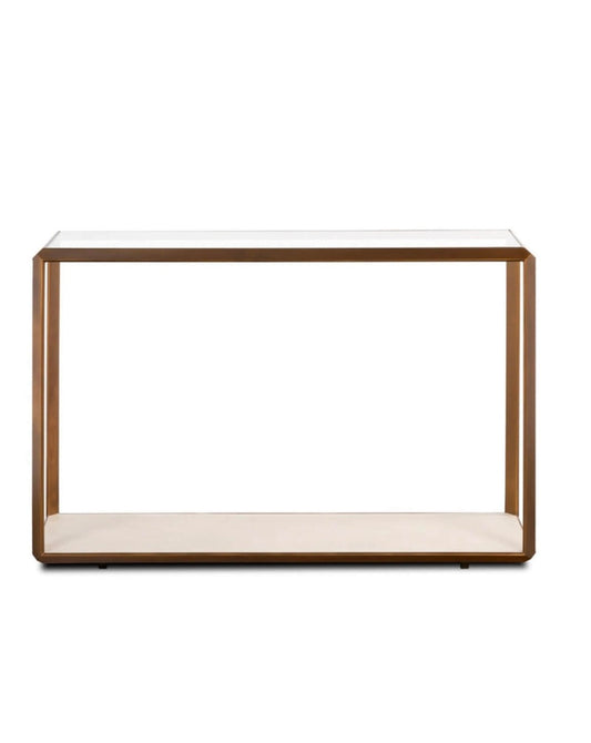 Ivory Brass Shagreen Console Table