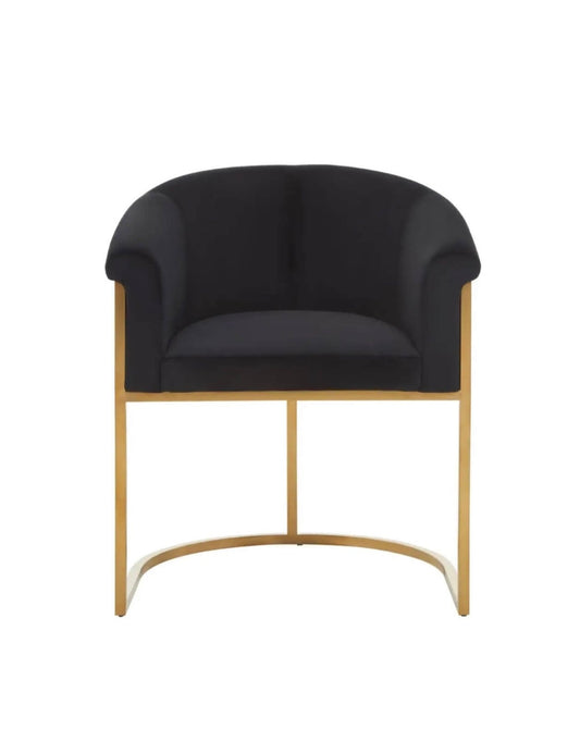 Matte Gold Black Velvet Dining Chair