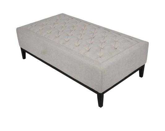 Luxe Ivory Fabric Ottoman