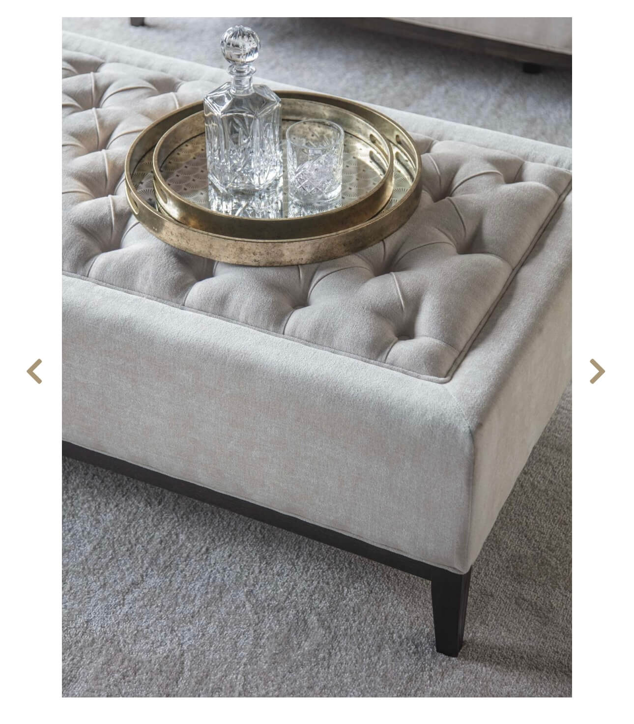 Luxe Ivory Fabric Ottoman
