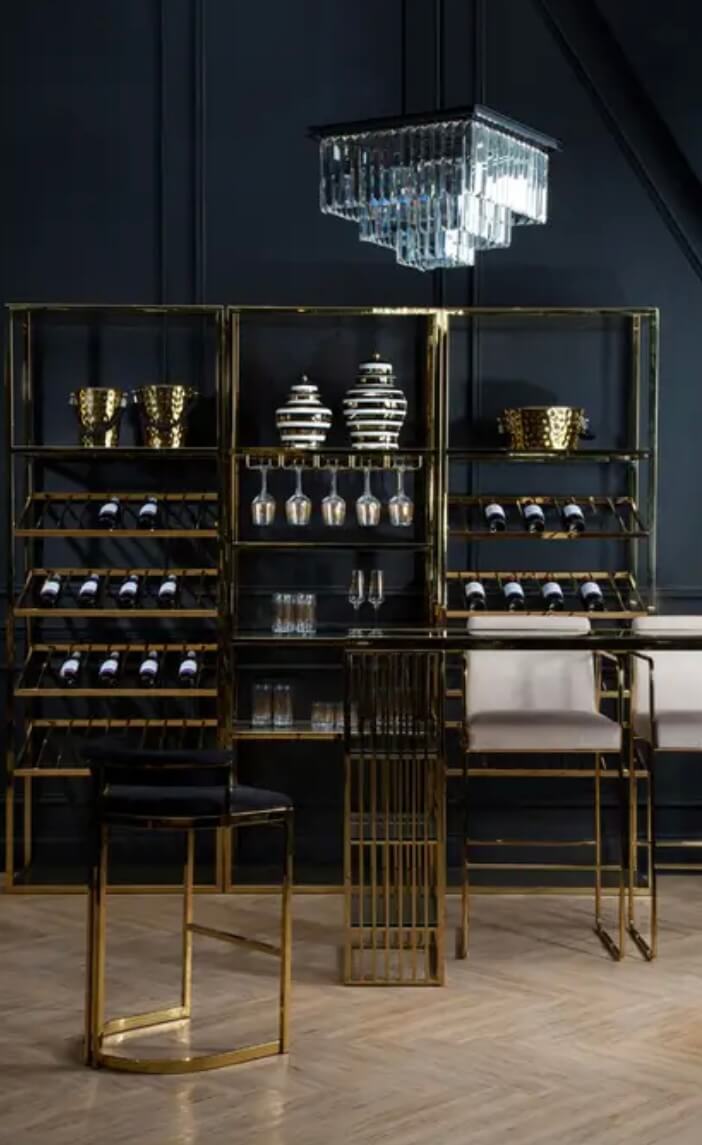 Black Velvet Gold Barstool