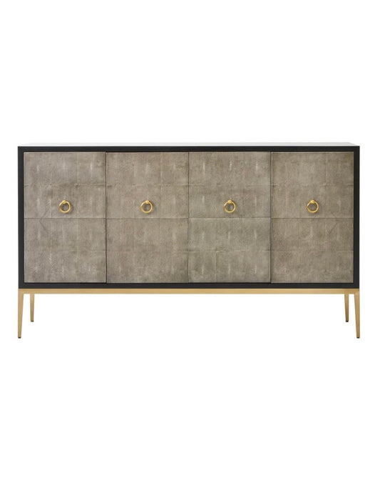 Gold Finish Grey Shagreen Sideboard