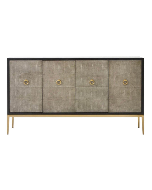 Gold Finish Grey Shagreen Sideboard