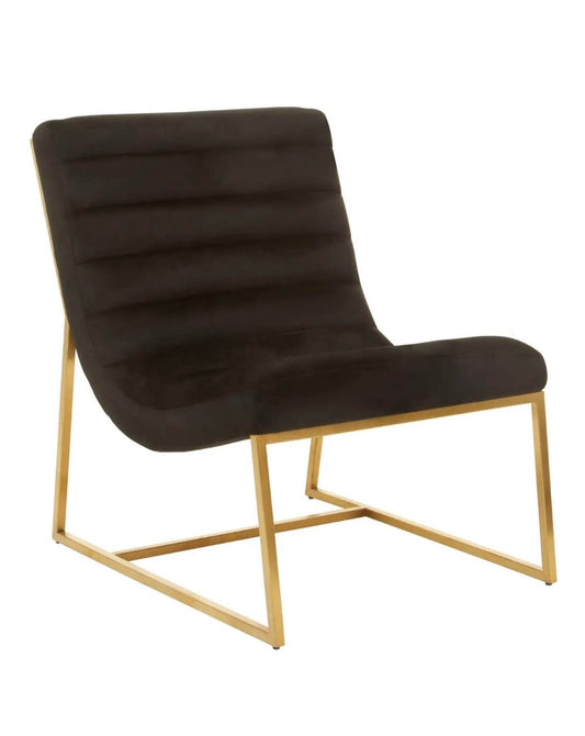 Matte Gold Black Velvet Occasional Chair